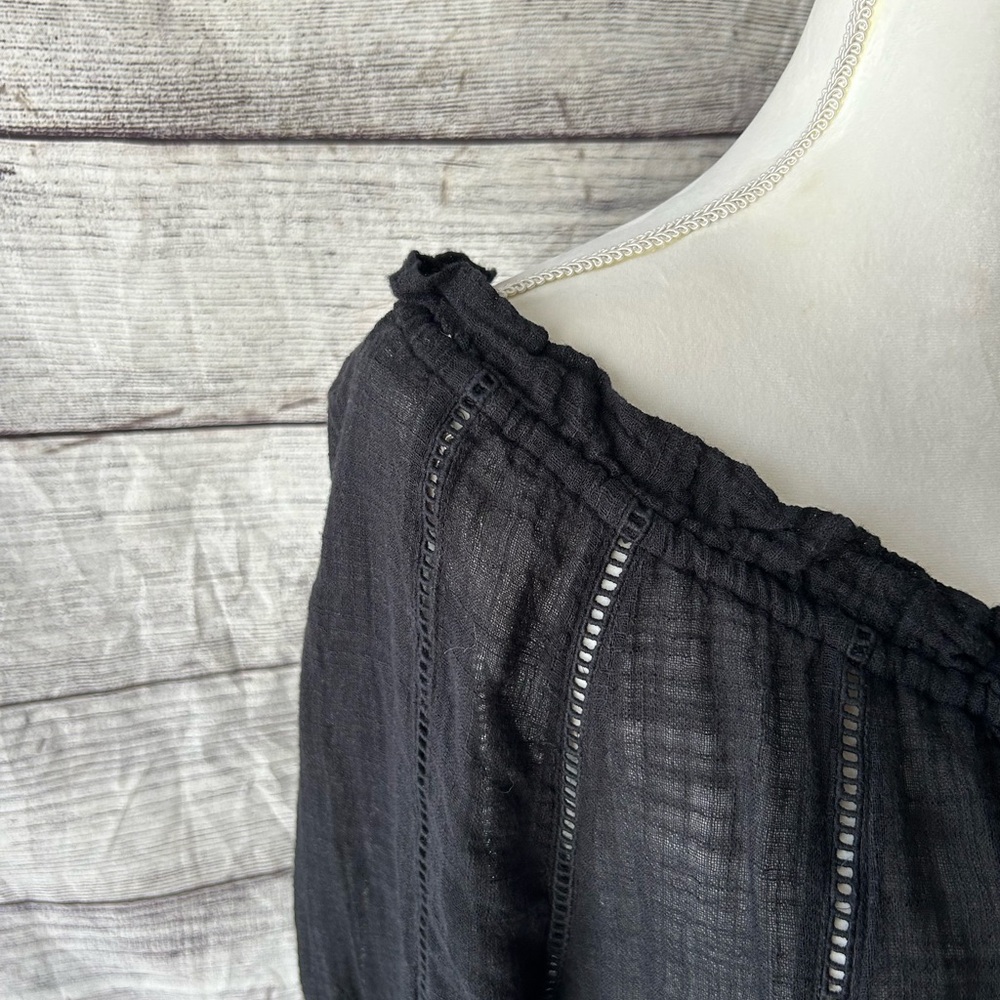 Sundance Black Gauzy Peasant Tunic Top - Picture 4 of 10